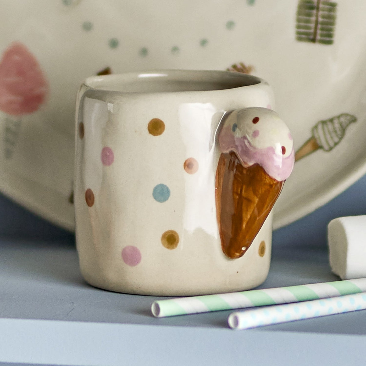 Creamy Dotted Stoneware Cup 255ml - Cream