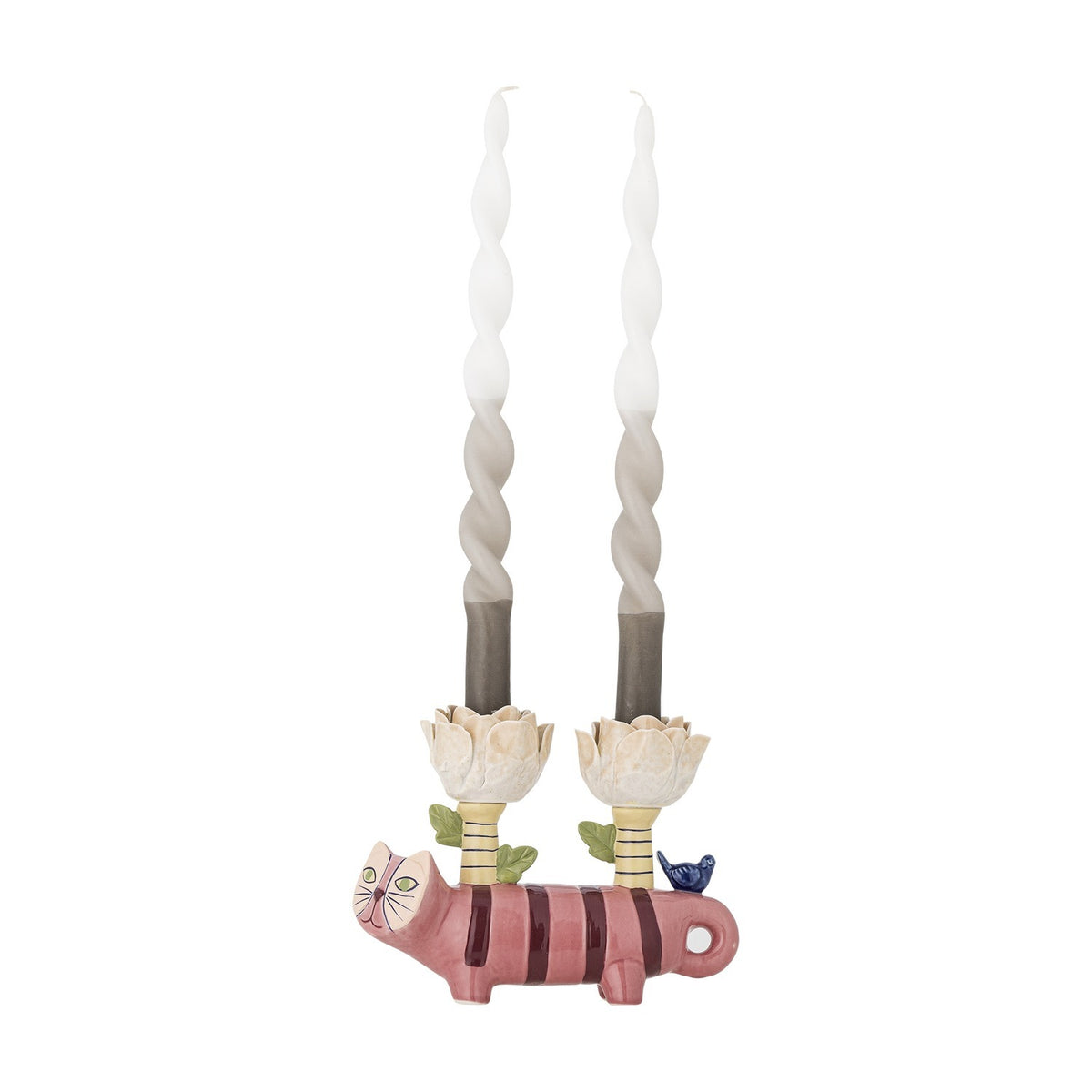 Missy Cat Stoneware Candle Holder - Pink