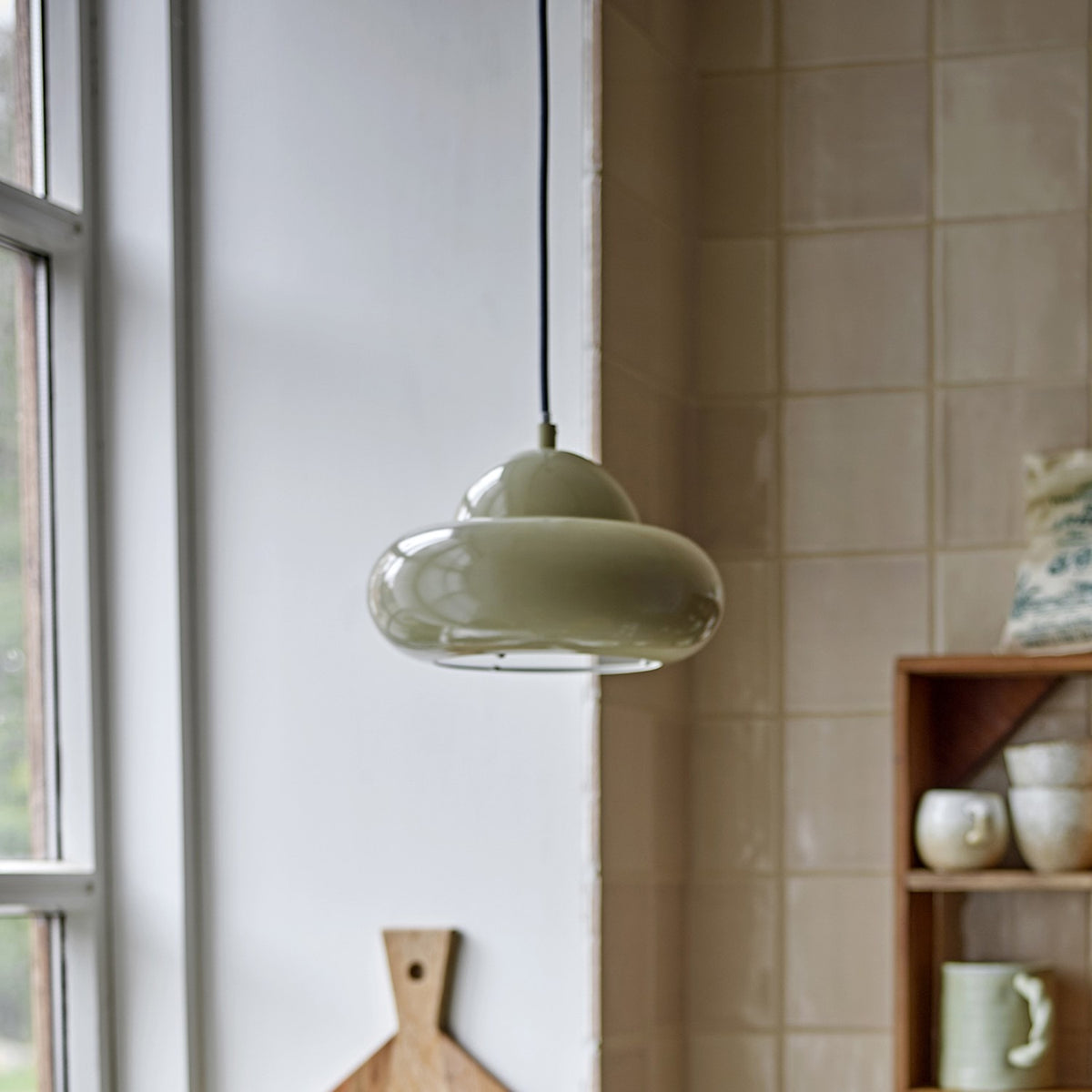 Bubble Round Iron Pendant Light - Green