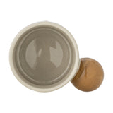 Top-down view of the Colorine Stoneware Cup 155ml, showing its glazed grey interior and round ball handle in amber, set on a white background.