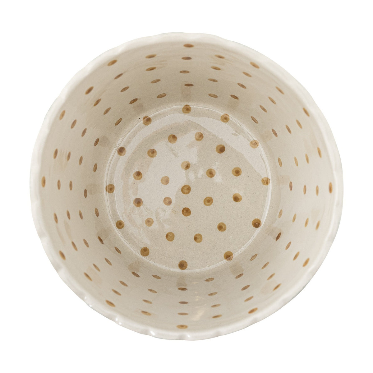 Chip Striped Stoneware Bowl 17.5cm - Cream
