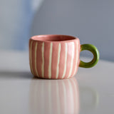 Nini Striped Stoneware Cup 100ml - Pink