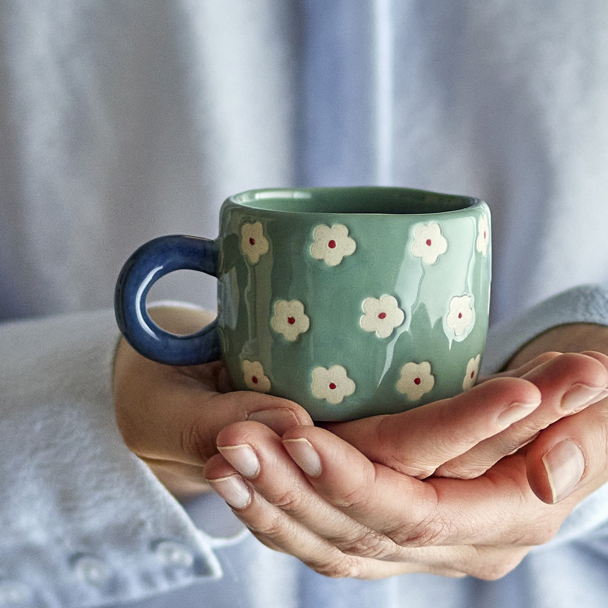 Nini Floral Stoneware Cup 100ml - Green
