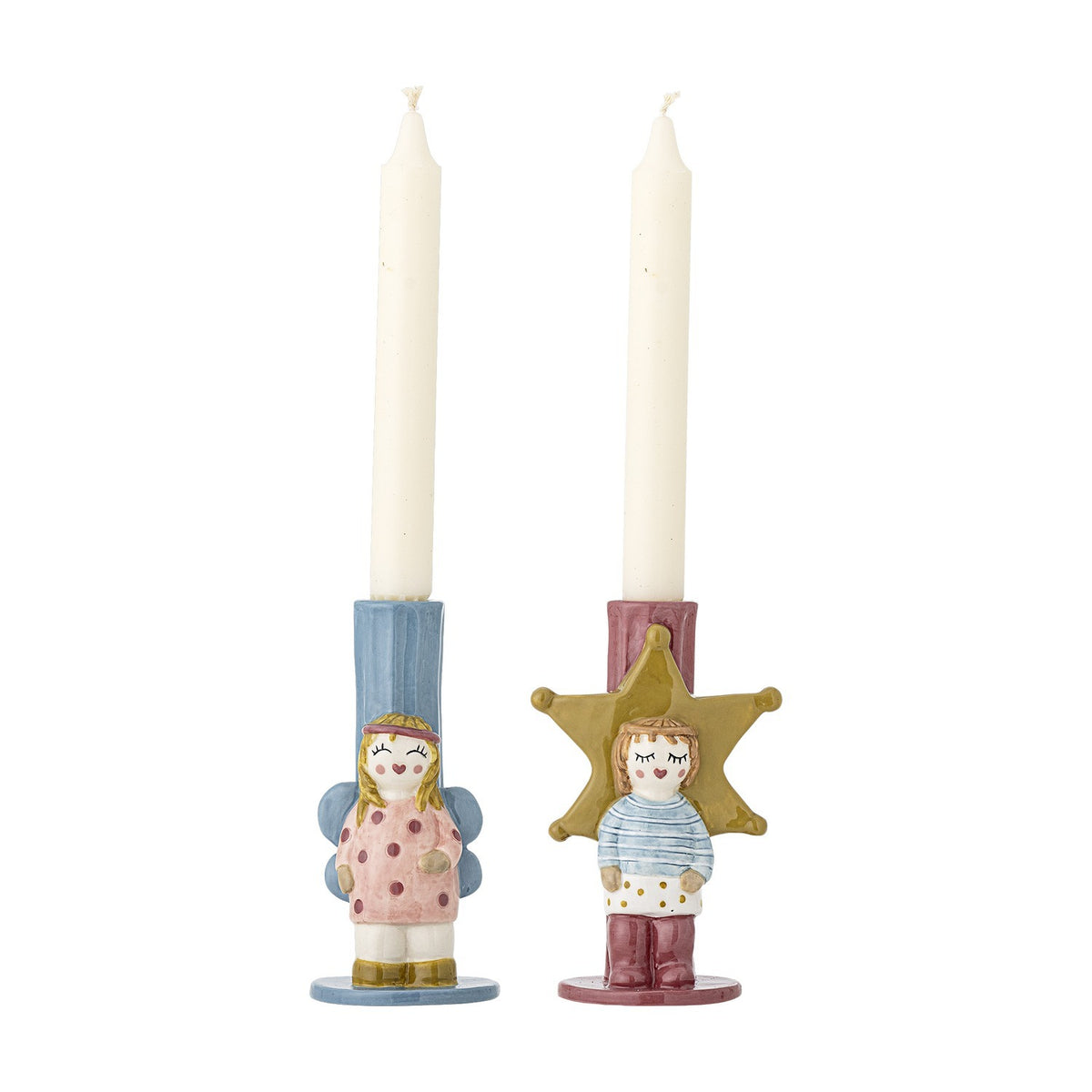 Bisby Star Stoneware Christmas Candle Holders Set of 2 - Multi