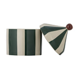 Cimmi Striped Stoneware Storage Jar with Lid 1150ml - Green