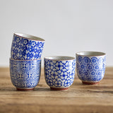 Karine Floral Stoneware Cups 150ml Set of 4 - Blue