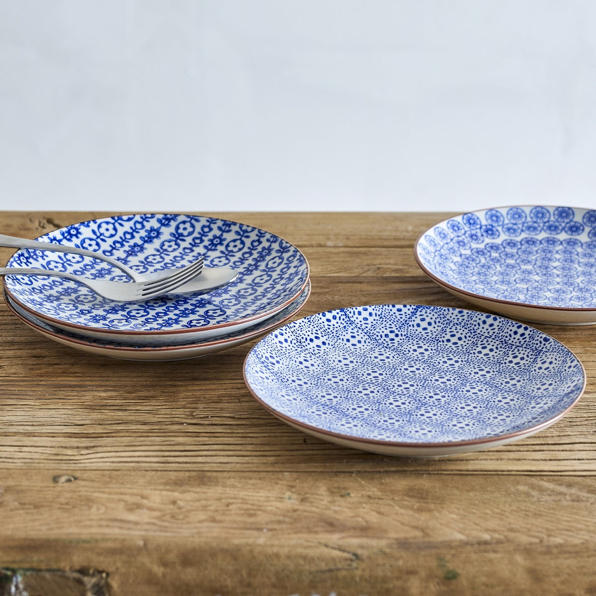 Karine Floral Stoneware Side Plates Set of 4 - Blue