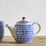 Karine Floral Stoneware Teapot 900ml - Blue