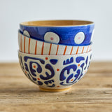 Eviaya Striped Stoneware Bowls 11.5cm Set of 3 - Multi