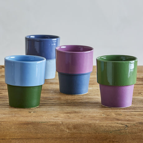 Ewan Blue Stoneware Cups 150ml Set of 4 - Multi