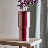 Floki Striped Stoneware Vase 31cm - Pink