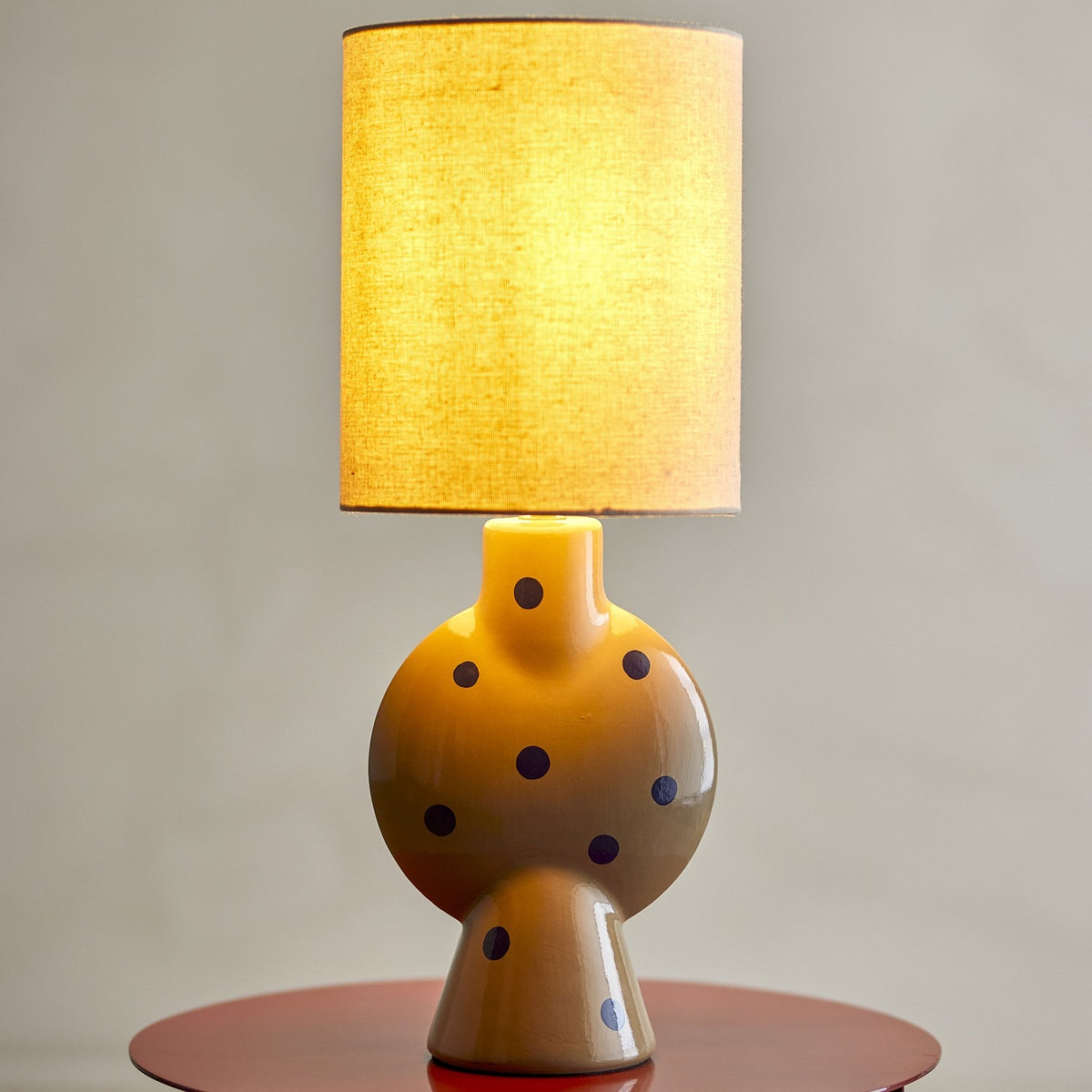 Sergio Dotted Stoneware Table Lamp - Brown