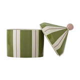Cimmi Striped Stoneware Storage Jar with Lid - Green