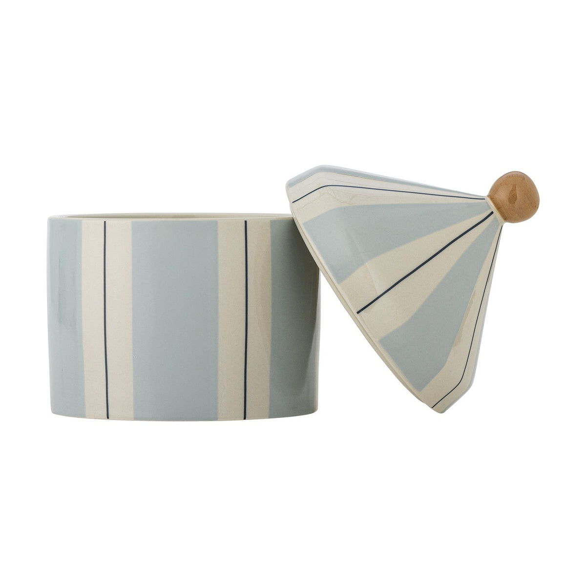 Cimmi Striped Stoneware Storage Jar with Lid - Blue