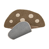 Mushroom Wool Rug 90x85cm in brown, tufted with a looped-texture cap, five raised light spots, carved gill band and a rounded stem, shown on a white background.
