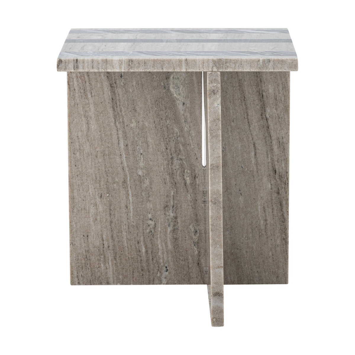 Clea Striped Marble Side Table - Beige