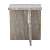 Clea Striped Marble Side Table - Beige
