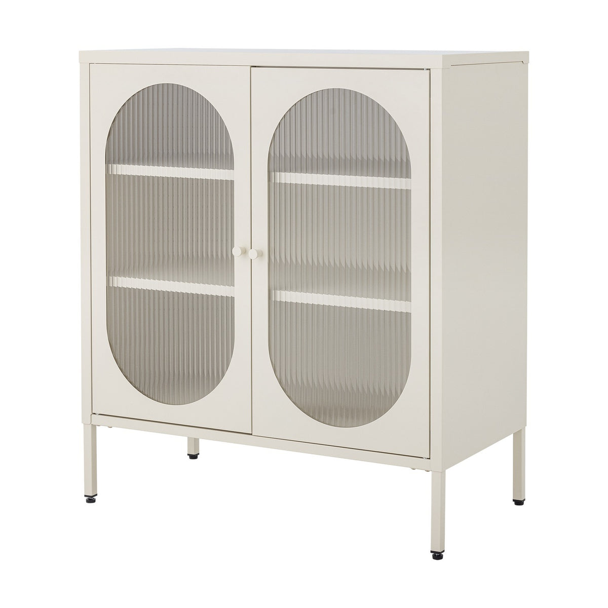 Salvo Ribbed Iron Cabinet - Beige