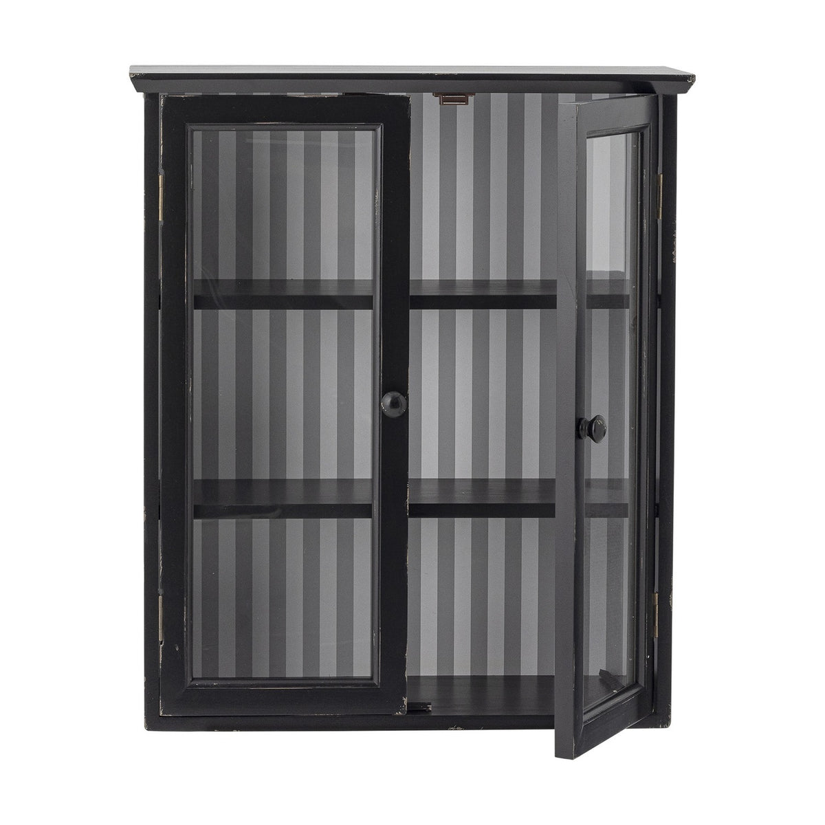 Hazem Striped Wooden Cabinet - Black