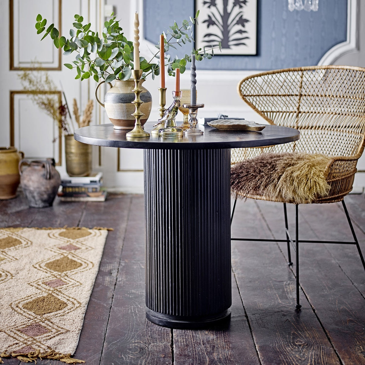 Porto Round Wooden Dining Table - Black