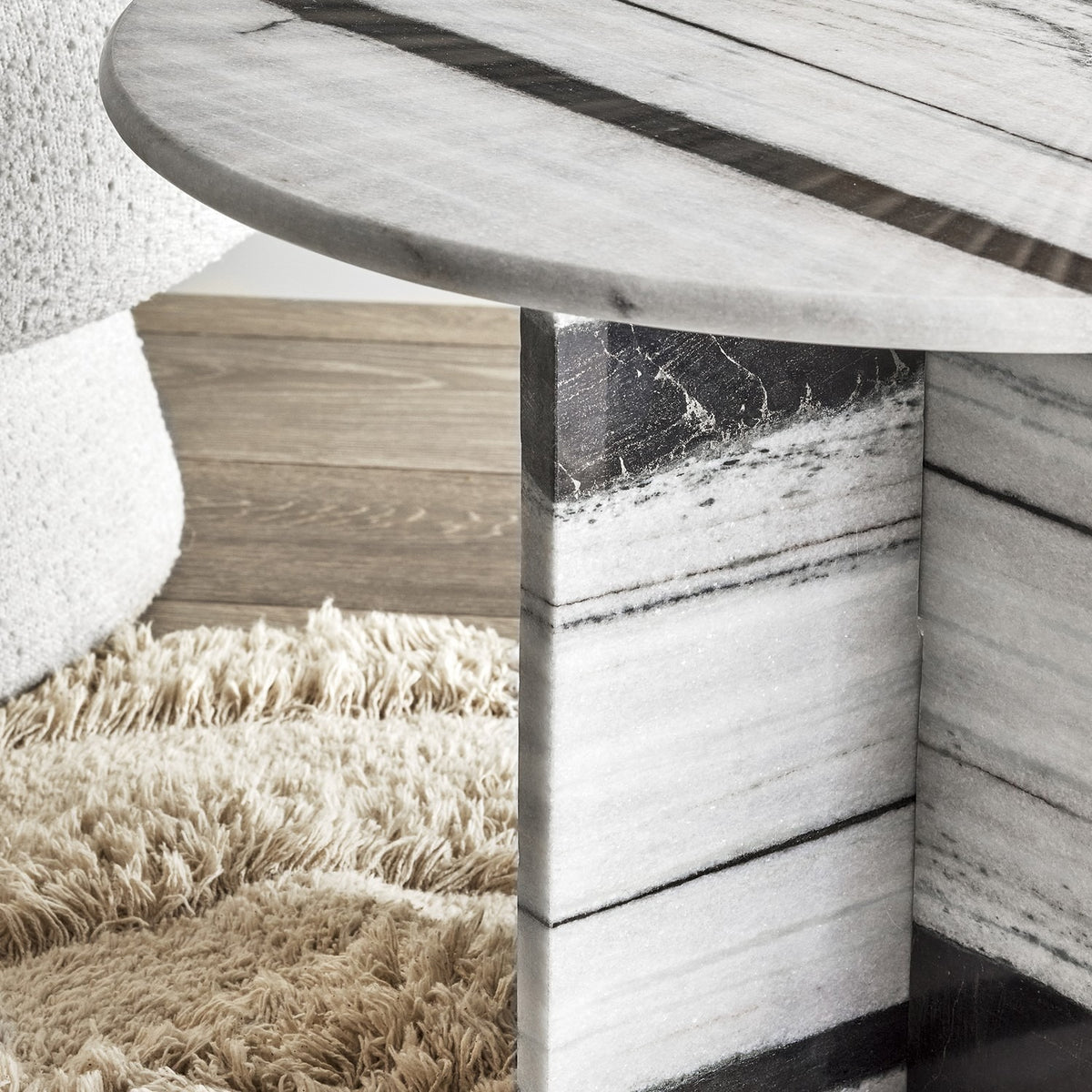 Rosito Striped Marble Coffee Table - White