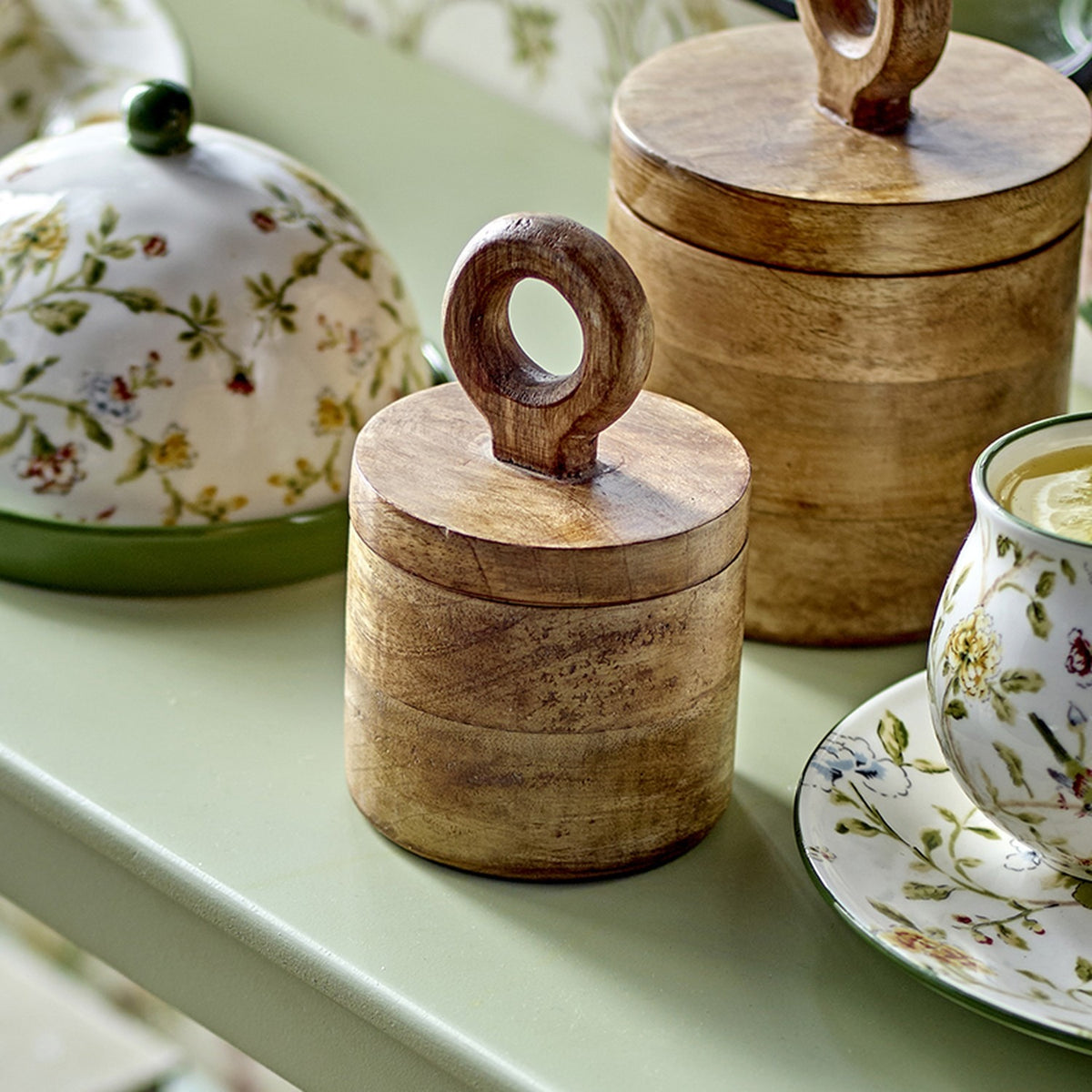 Nonnie Round Wooden Storage Jar with Lid 500ml - Brown