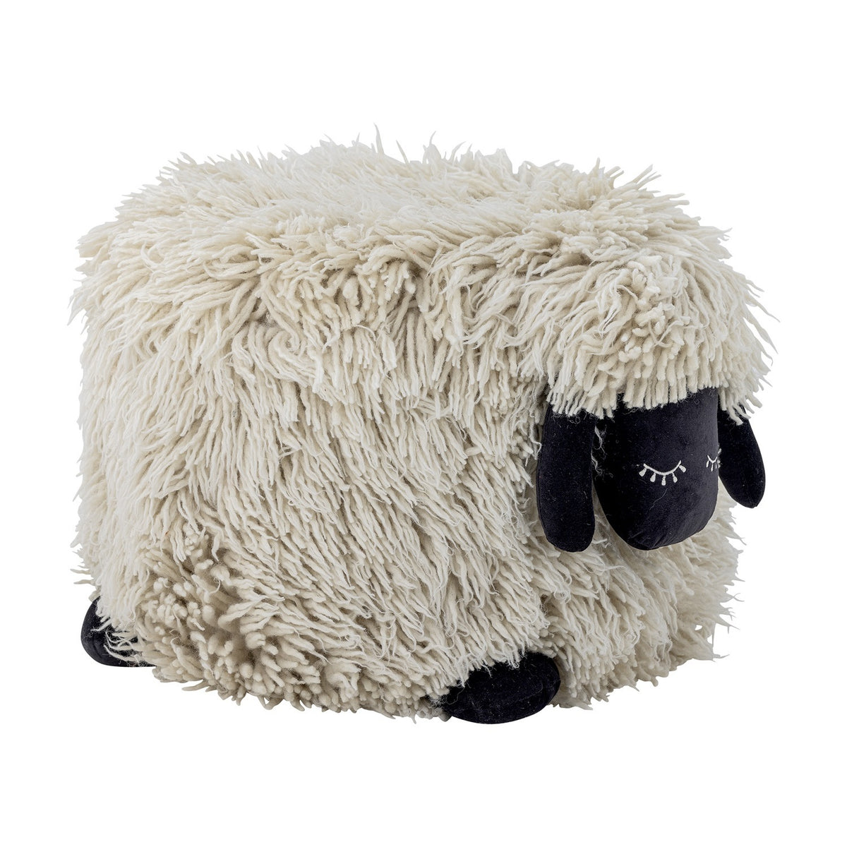 Dolly Sheep Wool Pouffe - Cream