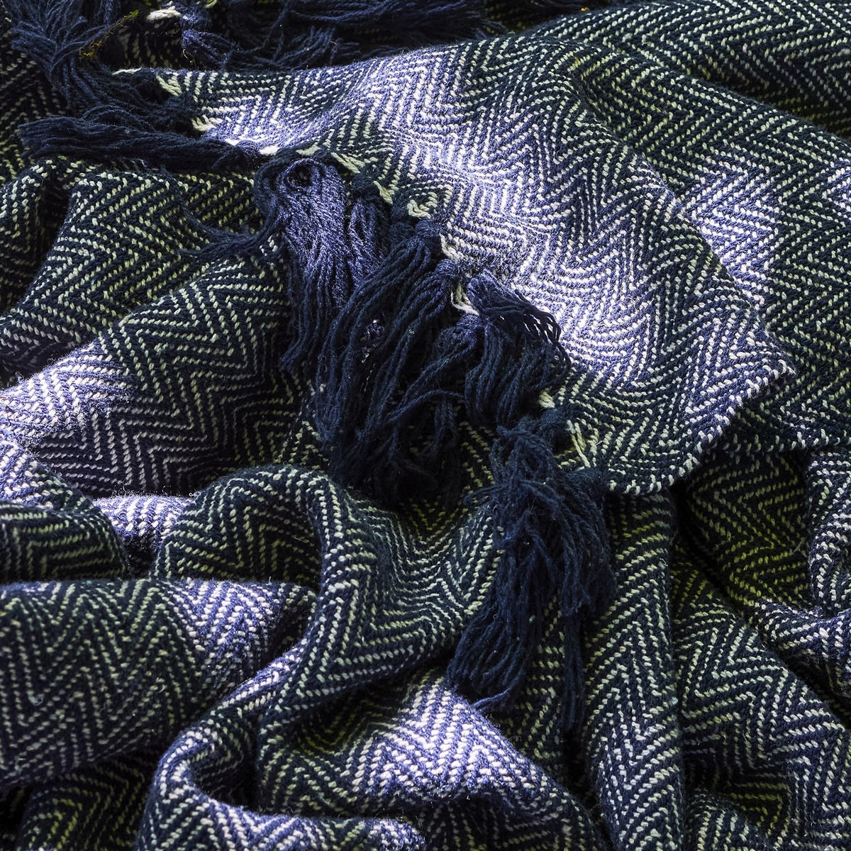 Herringbone Throw - Blue