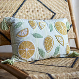Lemon Striped Cotton Cushion - Yellow