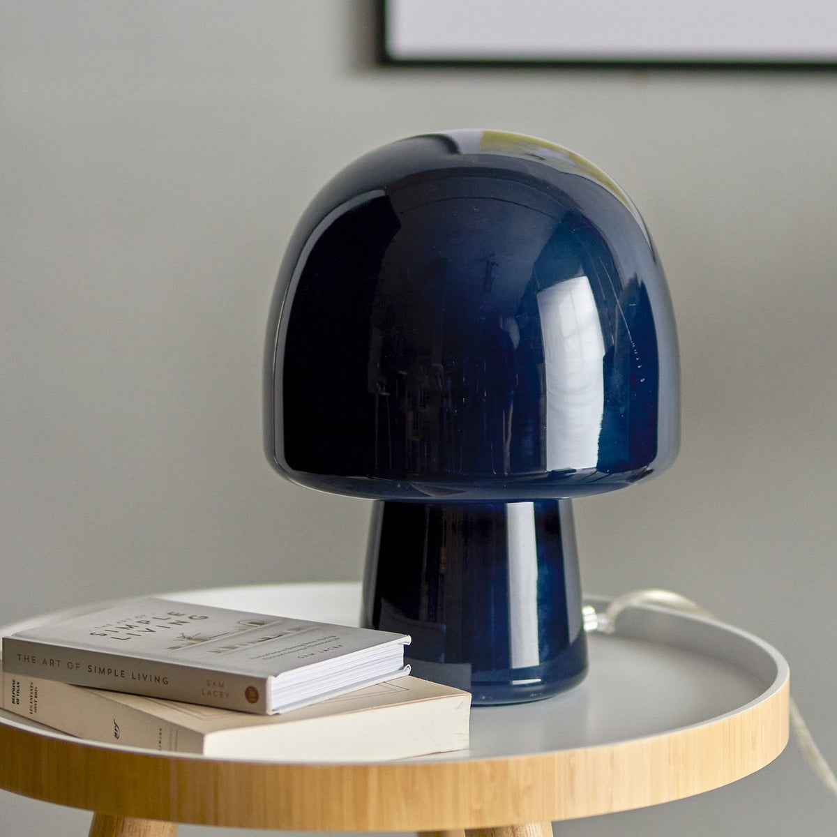 Paddy Mushroom Glass Table Lamp - Blue