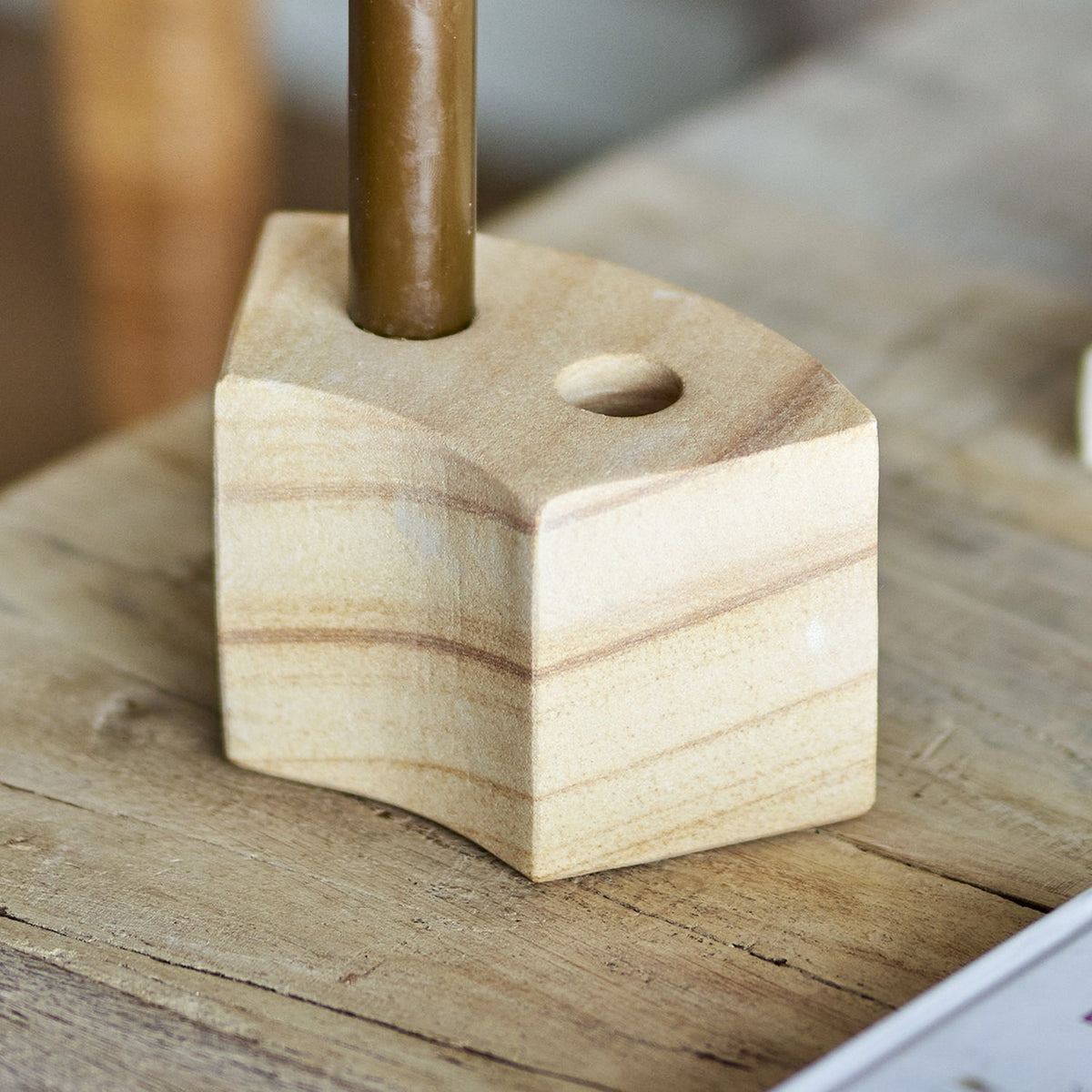 Florida Sandstone Candle Holder - Beige