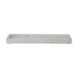 Majsa Marble Tray 38x18cm in white, a long narrow rectangular tray with raised rim and soft grey veining, shown against a plain white background.