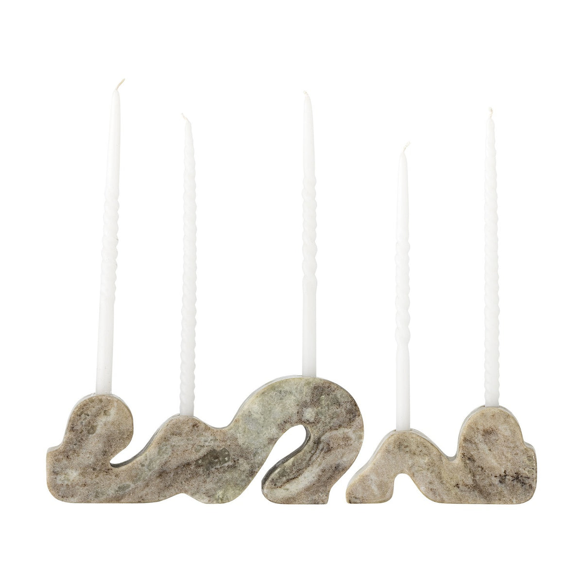 Liabella Marbled Marble Candle Holders Set of 2 - Grey