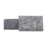 Nubia Soapstone Storage Box with Lid in grey, featuring a smooth veined base and a textured, grid-patterned lid, shown open on a plain white background.