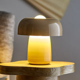 Ylva Mushroom Iron Table Lamp with Fabric Shade - Beige