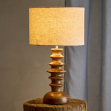 Elinora Wooden Table Lamp with Linen Shade - Brown
