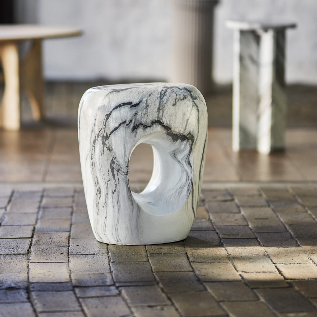 Bard Stoneware Side Table - White