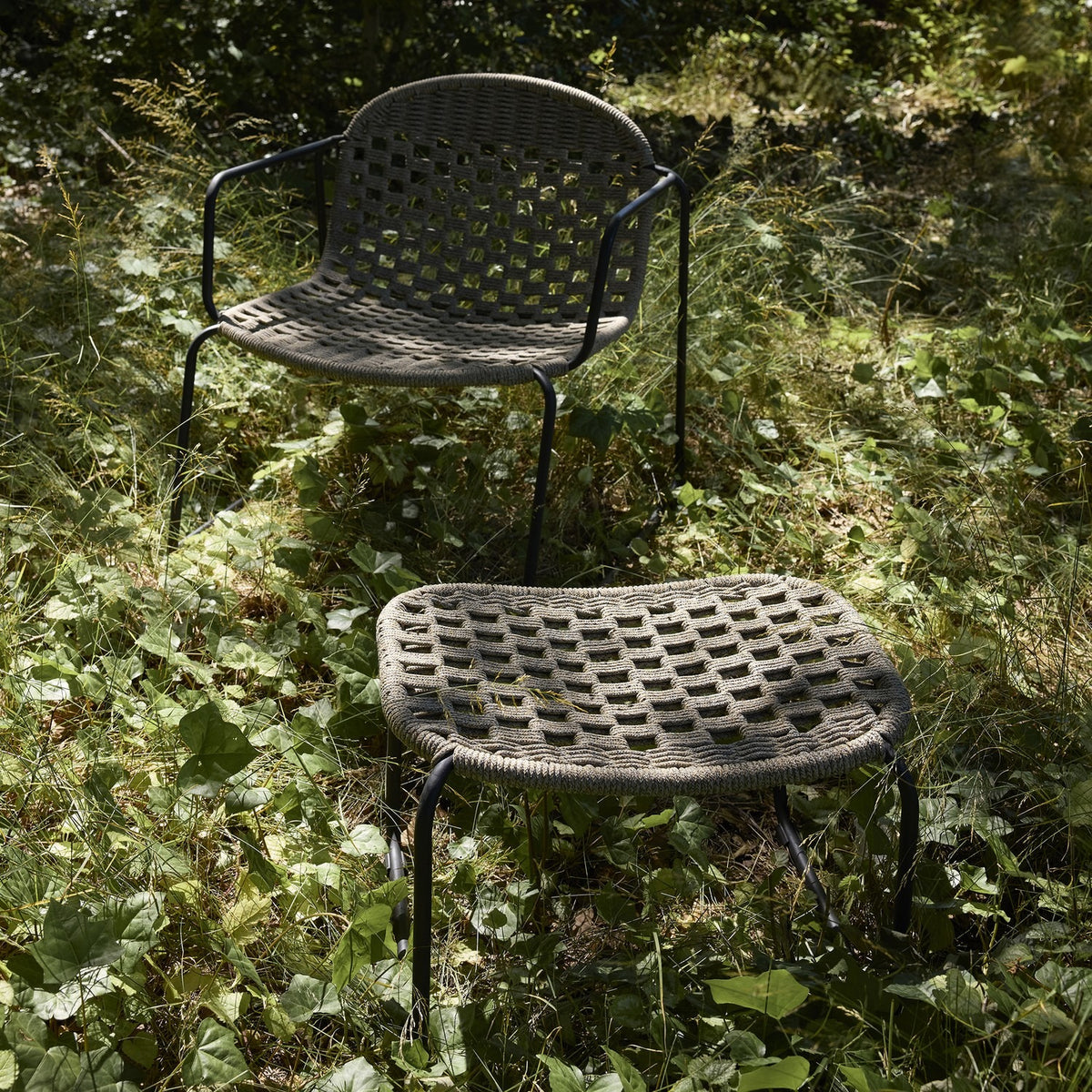 Calana Iron Lounge Chair with Footstool - Grey
