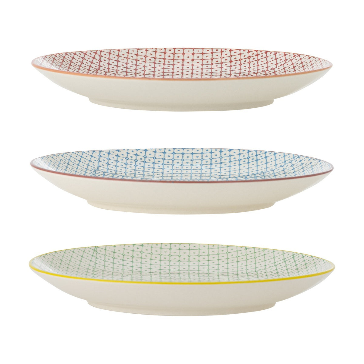 Carla Geometric Stoneware Side Plates Set of 3 - Multi