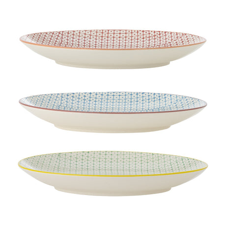 Carla Geometric Stoneware Side Plates Set of 3 - Multi