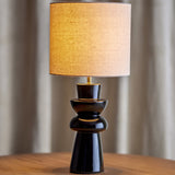 Lio Stoneware Table Lamp with Fabric Shade - Black