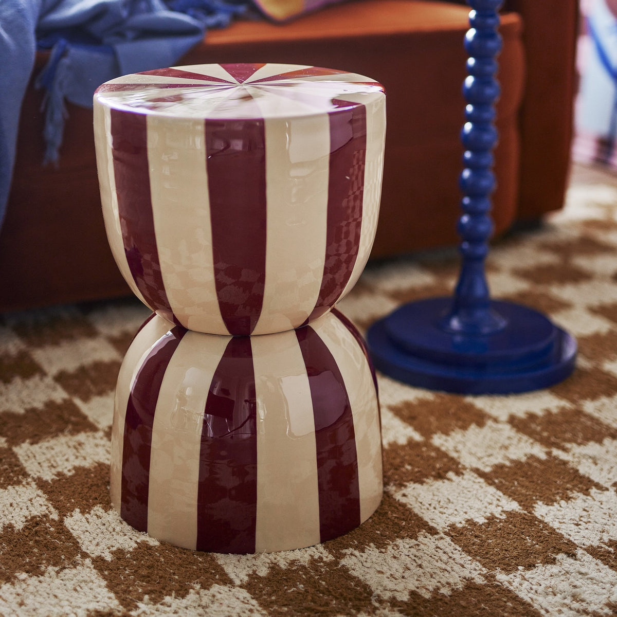 Vrea Striped Iron Side Table - Multi