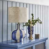 Alida Striped Stoneware Table Lamp with Linen Shade - Multi