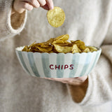Chip Striped Stoneware Bowl 24cm - Cream