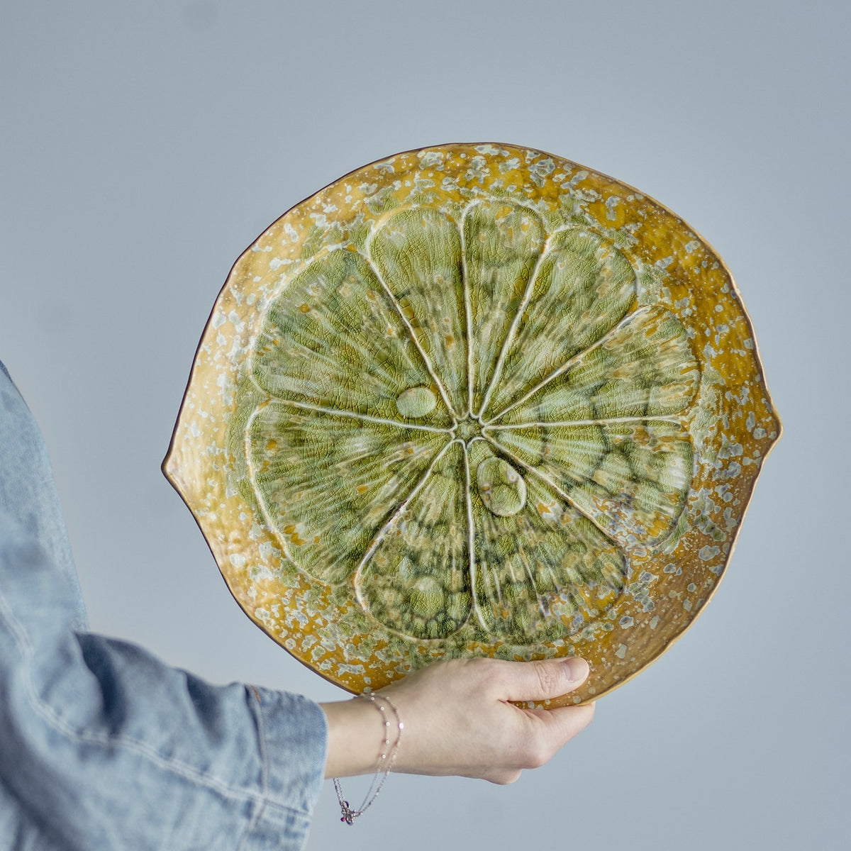 Milani Round Stoneware Platter - Green