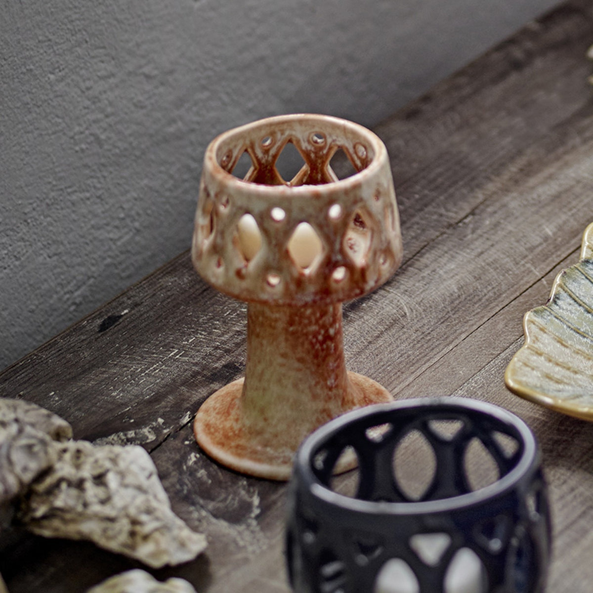 Patty Stoneware Tealight Holder - Beige