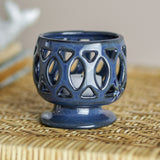 Patty Speckled Stoneware Tealight Holder - Blue