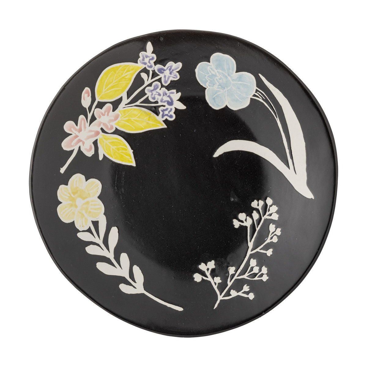 Amberly Floral Stoneware Platter 26x25cm - Black