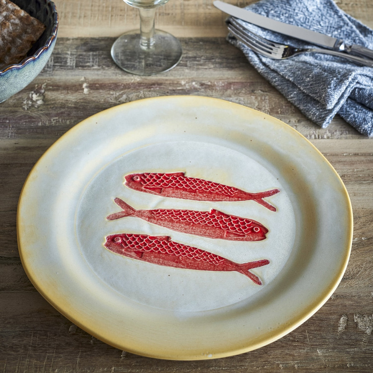 Hadden Embossed Stoneware Dinner Plates Set of 4 - Cream