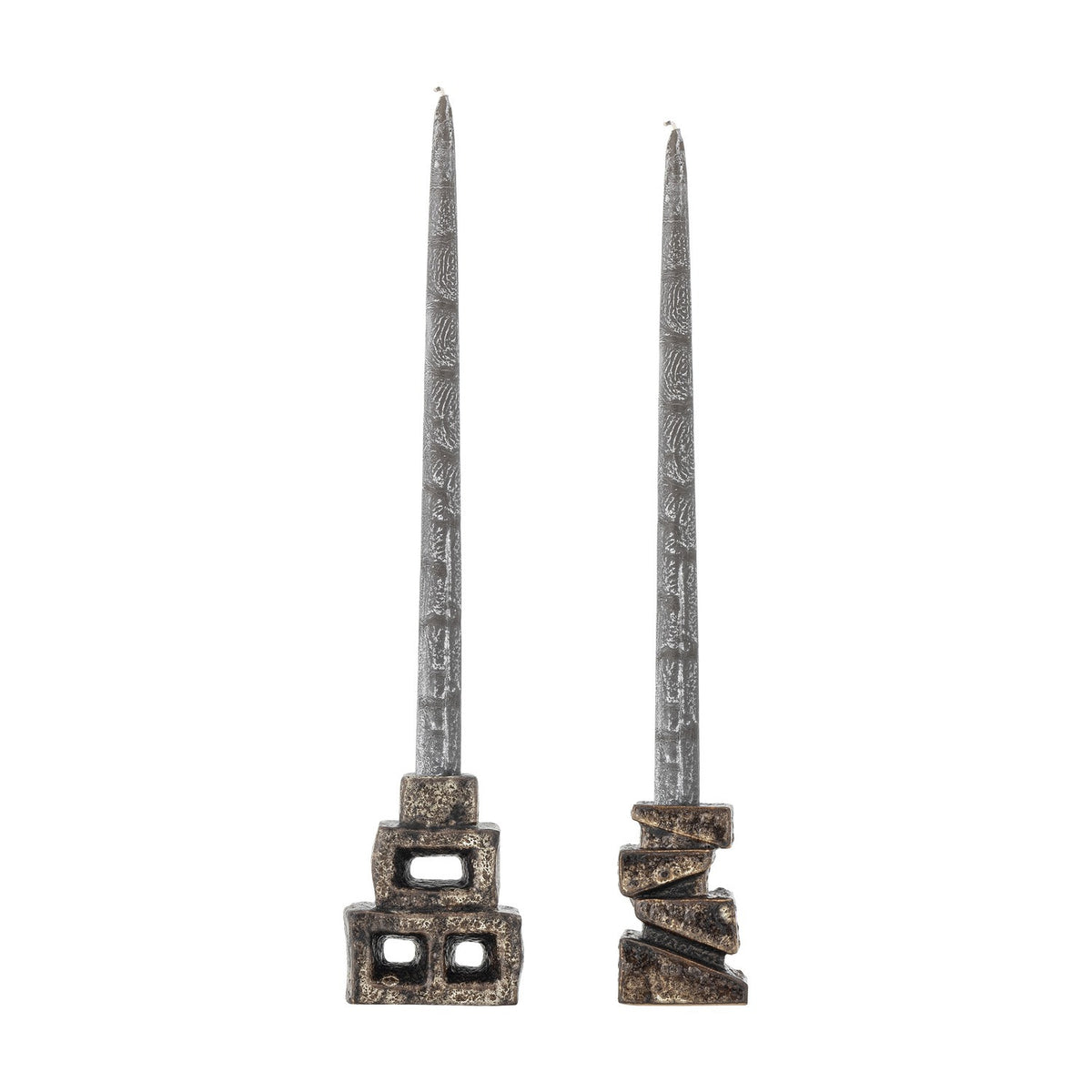 Hale Stoneware Candle Holders Set of 2 - Brown